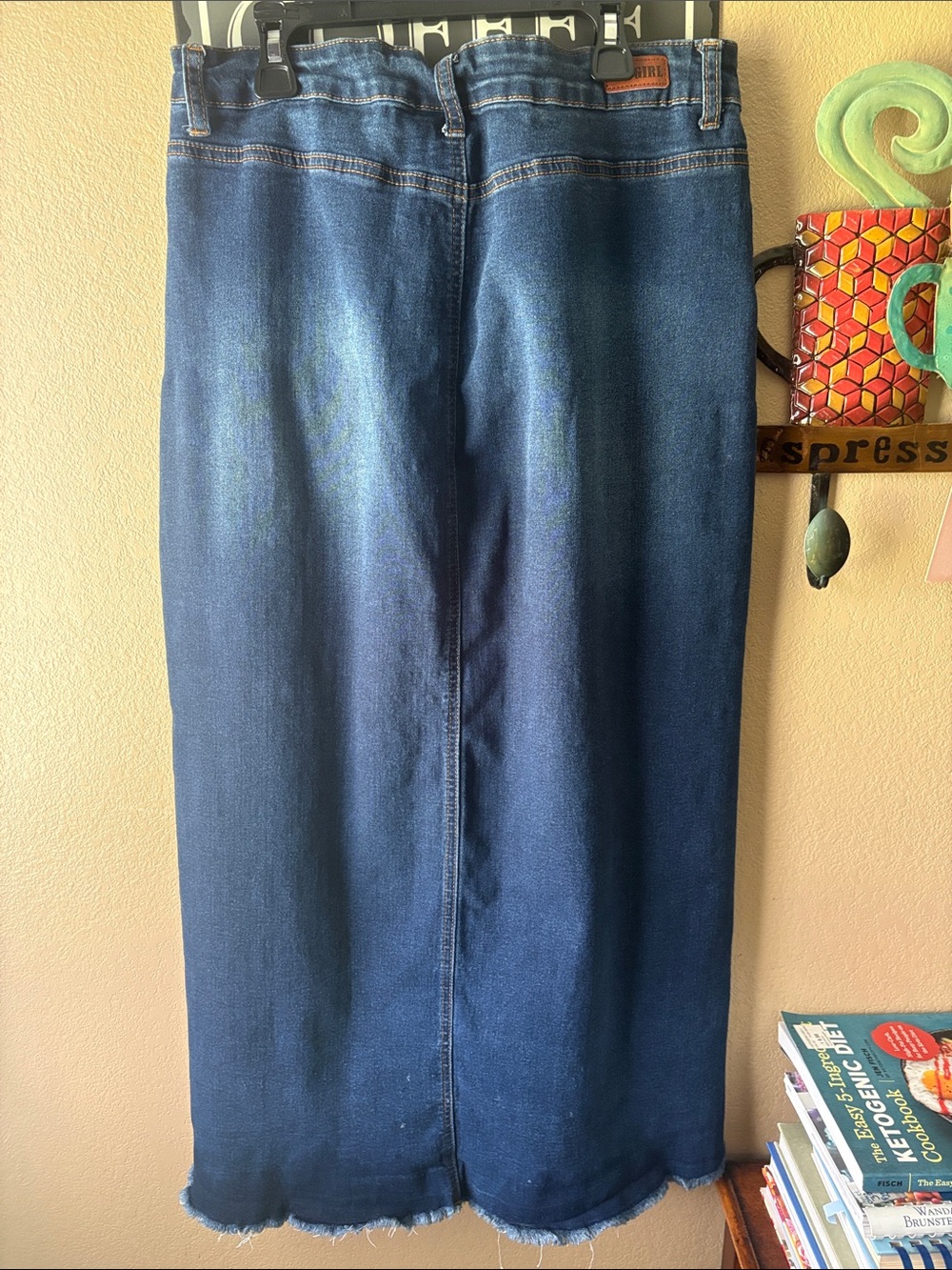 Women's Dark Blue Denim Maxi Skirt - Picture 7 of 8